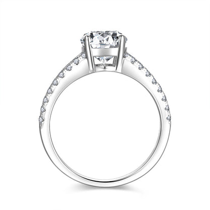 Oval Moissanite Double Band Engagement Ring, 2 Carat S925 Sterling Silver with 18K Gold Plating