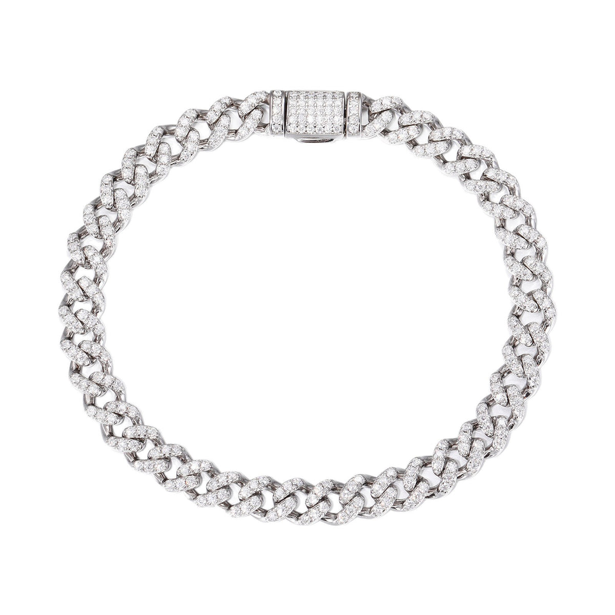 925 Silver Moissanite Cuban Link Bracelet for Women and Men, Iced Out Hip Hop Chain Bracelet product image