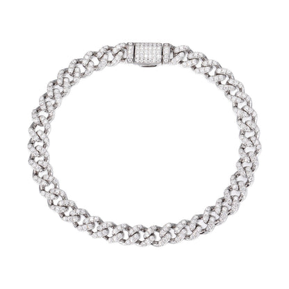 925 Silver Moissanite Cuban Link Bracelet for Women and Men, Iced Out Hip Hop Chain Bracelet