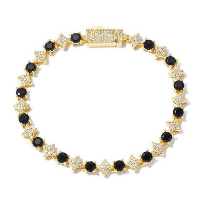 6 mm Diamond and Round CZ Link Copper Bracelet - CHA304