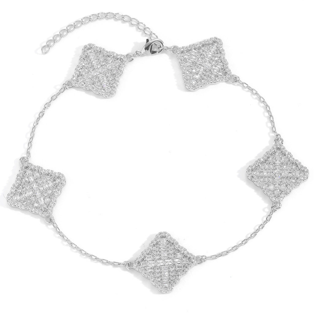 Light Luxury Cross Floral Cubic Zirconia Bracelet for Men