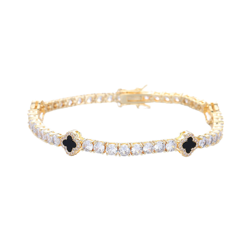 Clover Tennis Chain Bracelet & Necklace, Sparkling Cuban Link Jewelry product image