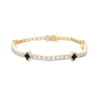 Clover Tennis Chain Bracelet & Necklace, Sparkling Cuban Link Jewelry