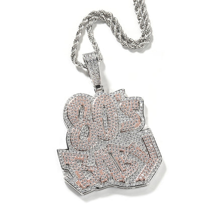 Pink-accent 80s Baby pendant with rope chain