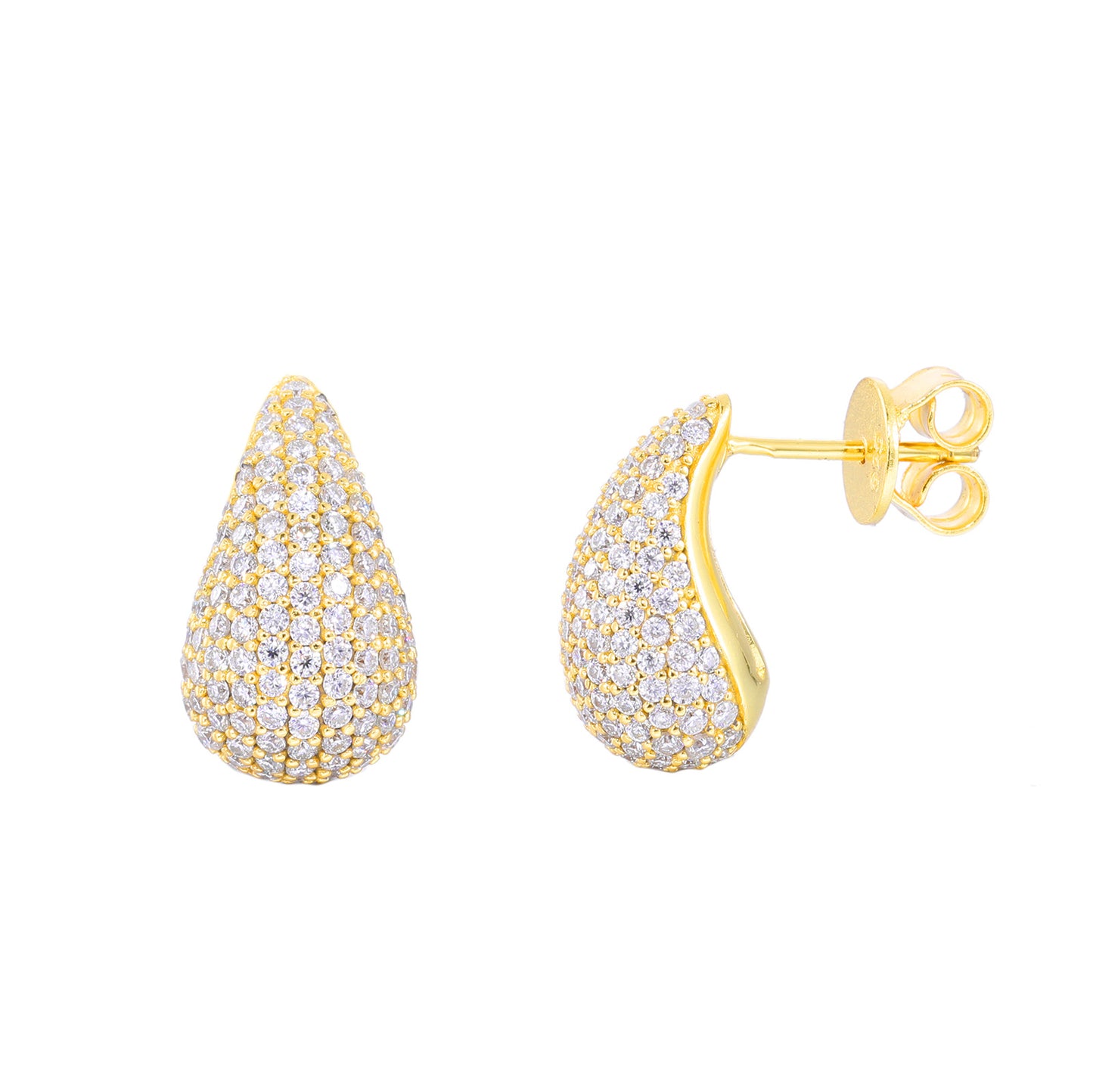 Iced Out Moissanite Teardrop Stud Earrings for Women and Men in Gold Tone or White Platinum Tone product image
