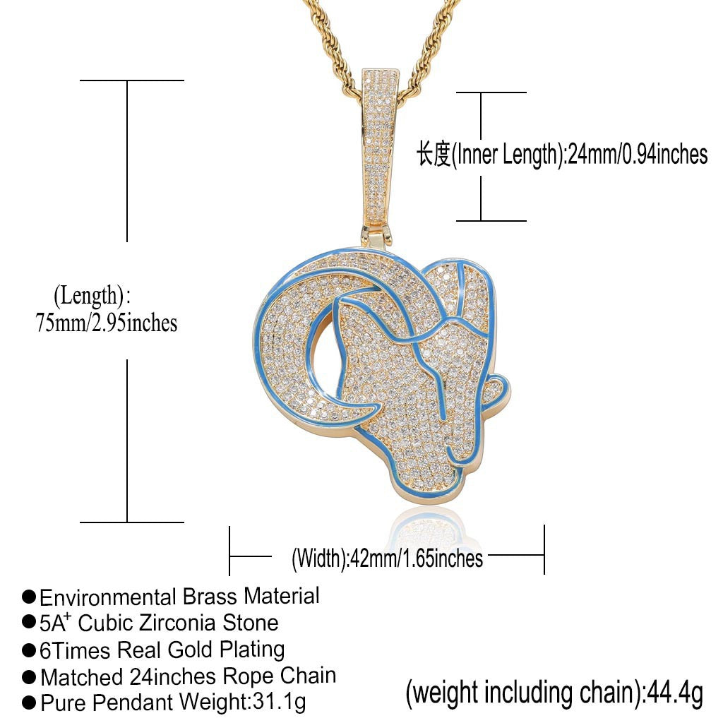 Hip Hop Fashion Cubic Zirconia Pendant Necklace for Men and Women