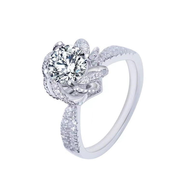 Women’s Flower Halo Moissanite Ring, 1CT/2CT Round Center Stone, Sizes 9-20 product image