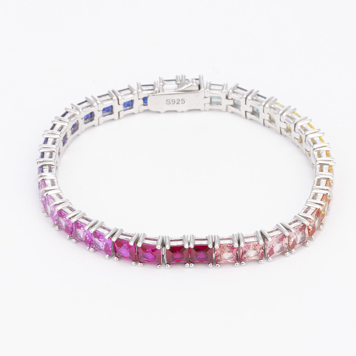 Rainbow Square Tennis Bracelet for Women, Colorful Bracelet product image