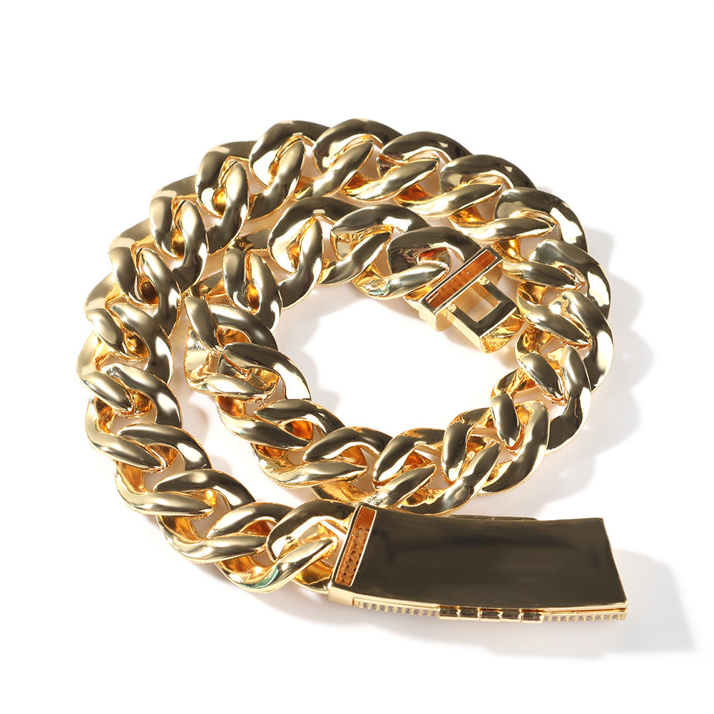 Men’s Iced Out Cuban Link Necklace with Cubic Zirconia Pendant Chain – Gold, Silver & Two Tone Statement Hip Hop Jewelry