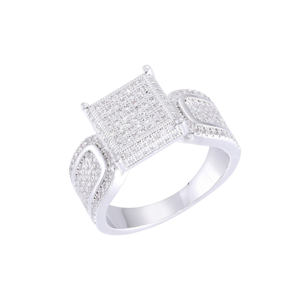 Iced Out Square Cubic Zirconia Ring for Men in Gold or Silver Tone product image