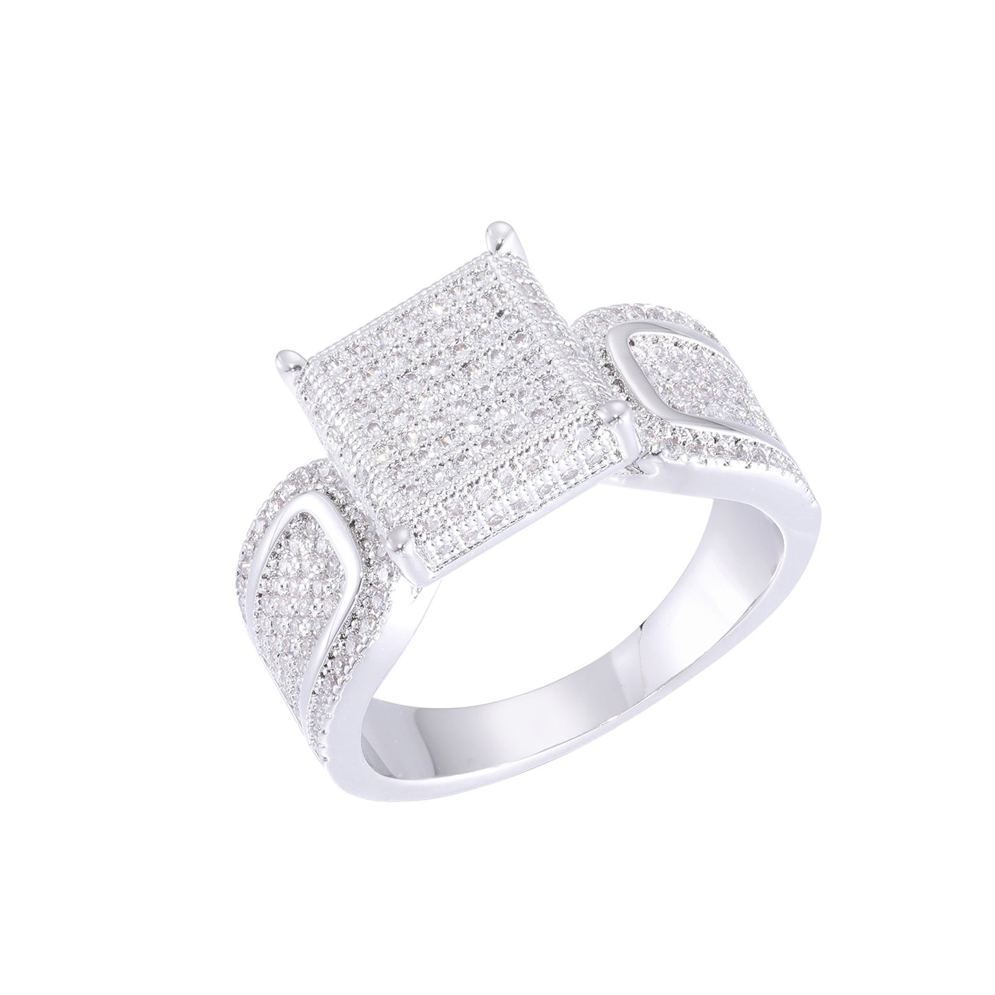 Iced Out Square Cubic Zirconia Ring for Men in Gold or Silver Tone product image