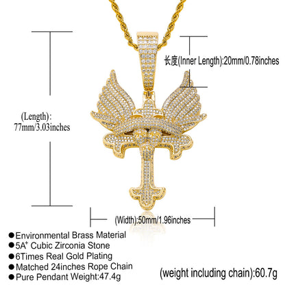 Hip Hop Punk Butterfly Cubic Zirconia Pendant Necklace for Men and Women