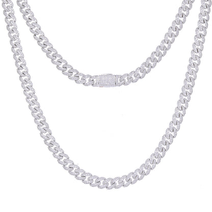 Iced Out Cuban Link Chain and Bracelet Set with Cubic Zirconia for Men and Women