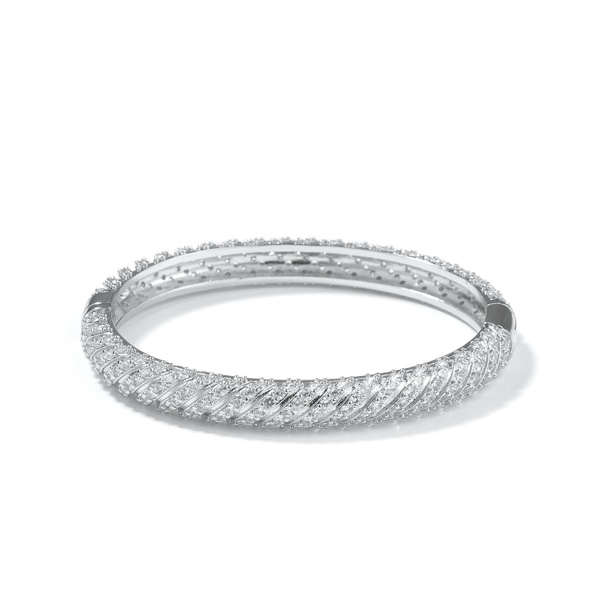 Iced Circle Line Bangle Bracelet for Women - Gold Plated or Silver Plated Cubic Zirconia Statement Bracelet product image
