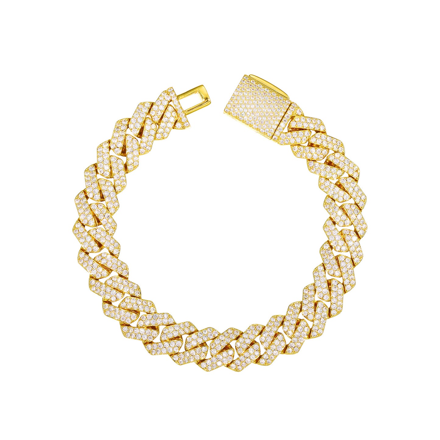 Iced Out Moissanite Cuban Link Bracelet for Men and Women - Gold or White Gold Tone product image