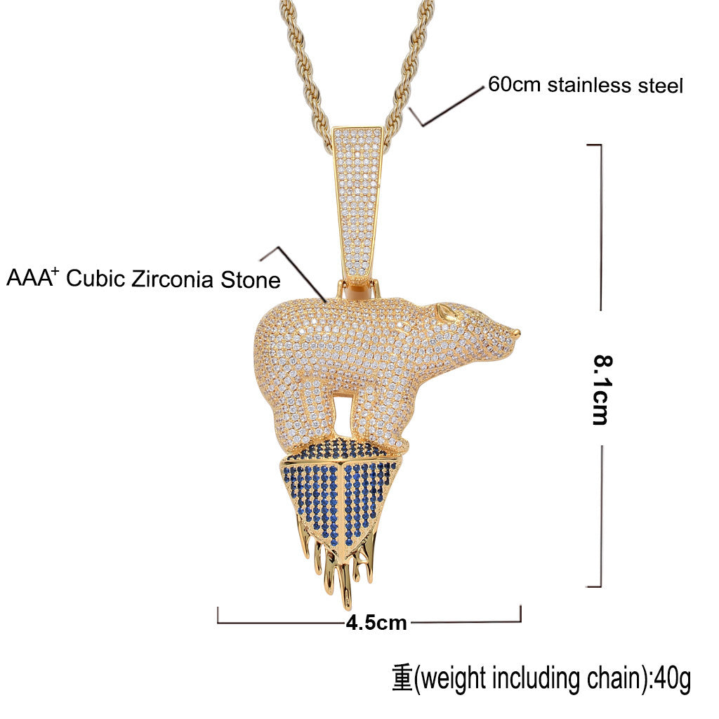 Hip Hop Fashion Cubic Zirconia Pendant Necklace for Men and Women