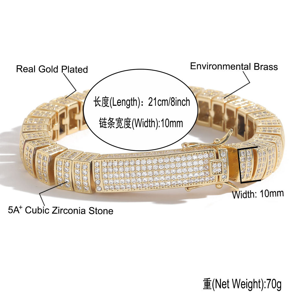 Hip Hop Fashion Cubic Zirconia Bracelet for Men and Women