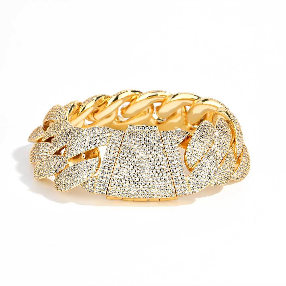24 mm Wide Pave Cuban Copper Bracelet with Cubic Zirconia - CHA142 product image