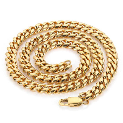 4-9 mm Polished Cuban Stainless steel Necklace - CHA026
