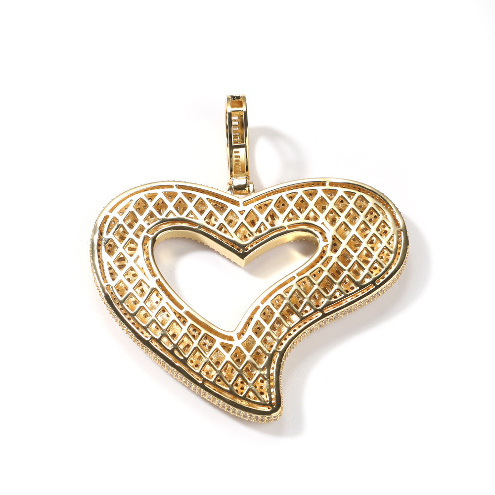 Iced Out Heart Pendant Necklace for Women – Cubic Zirconia Hip Hop Statement Chain in Gold, Silver & Rose Gold, 24 Inch Twist Chain