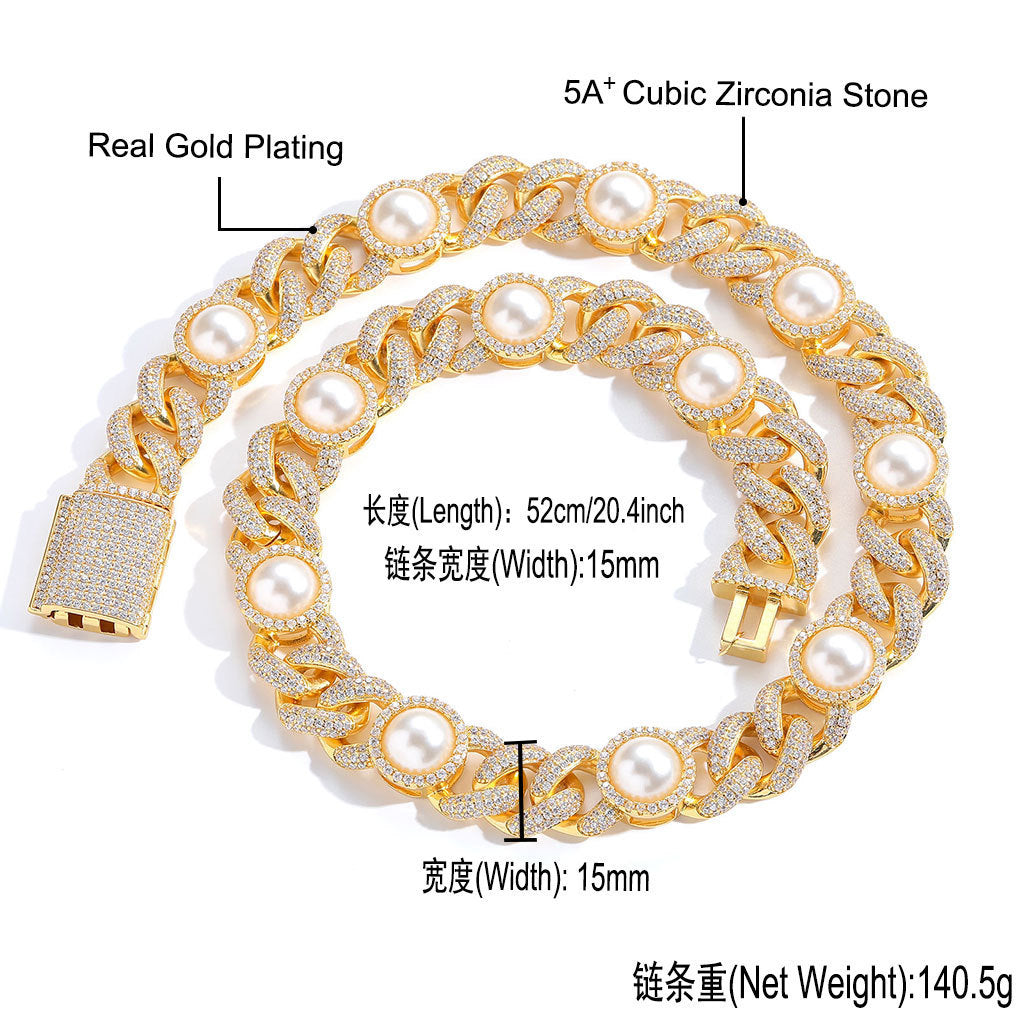 Hip Hop Cuban Link Cubic Zirconia Necklace for Men