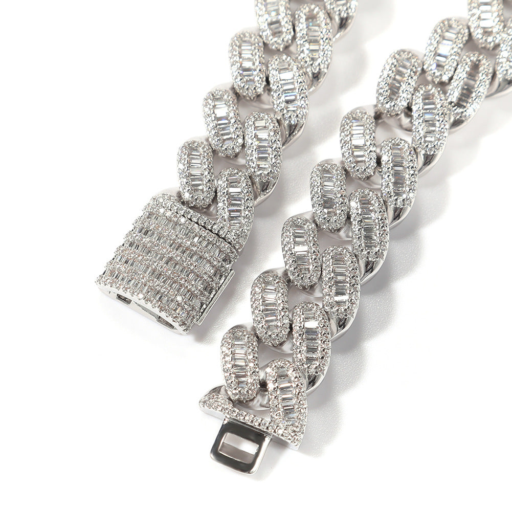 Iced Out Cuban Link Bracelet with Cubic Zirconia – Unisex Statement Chain Bracelet in Gold or Silver, 7 Inch & 8 Inch