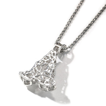Iced Praying Hands Pendant Necklace with Twisted Rope Chain for Women and Men