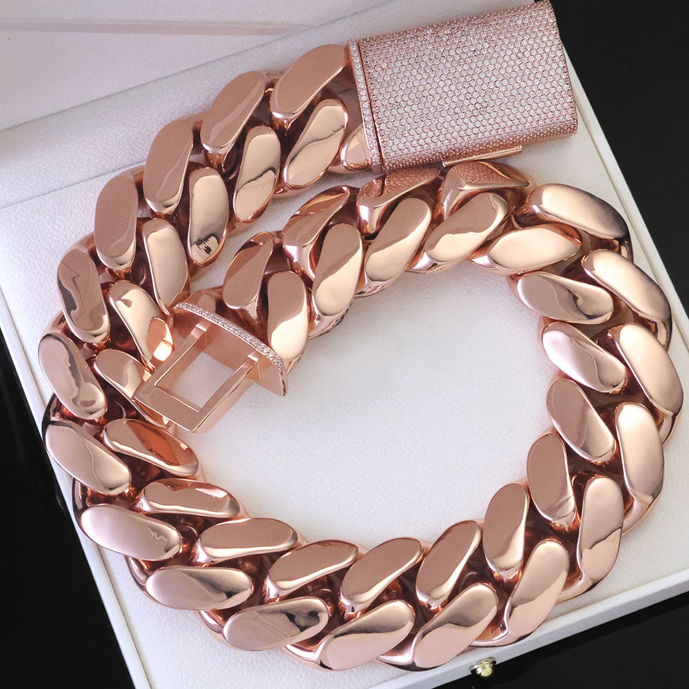 30-40 mm Polished Cuban with CZ Clasp Hip Hop Bracelet with Copper Base - CHA178 product image