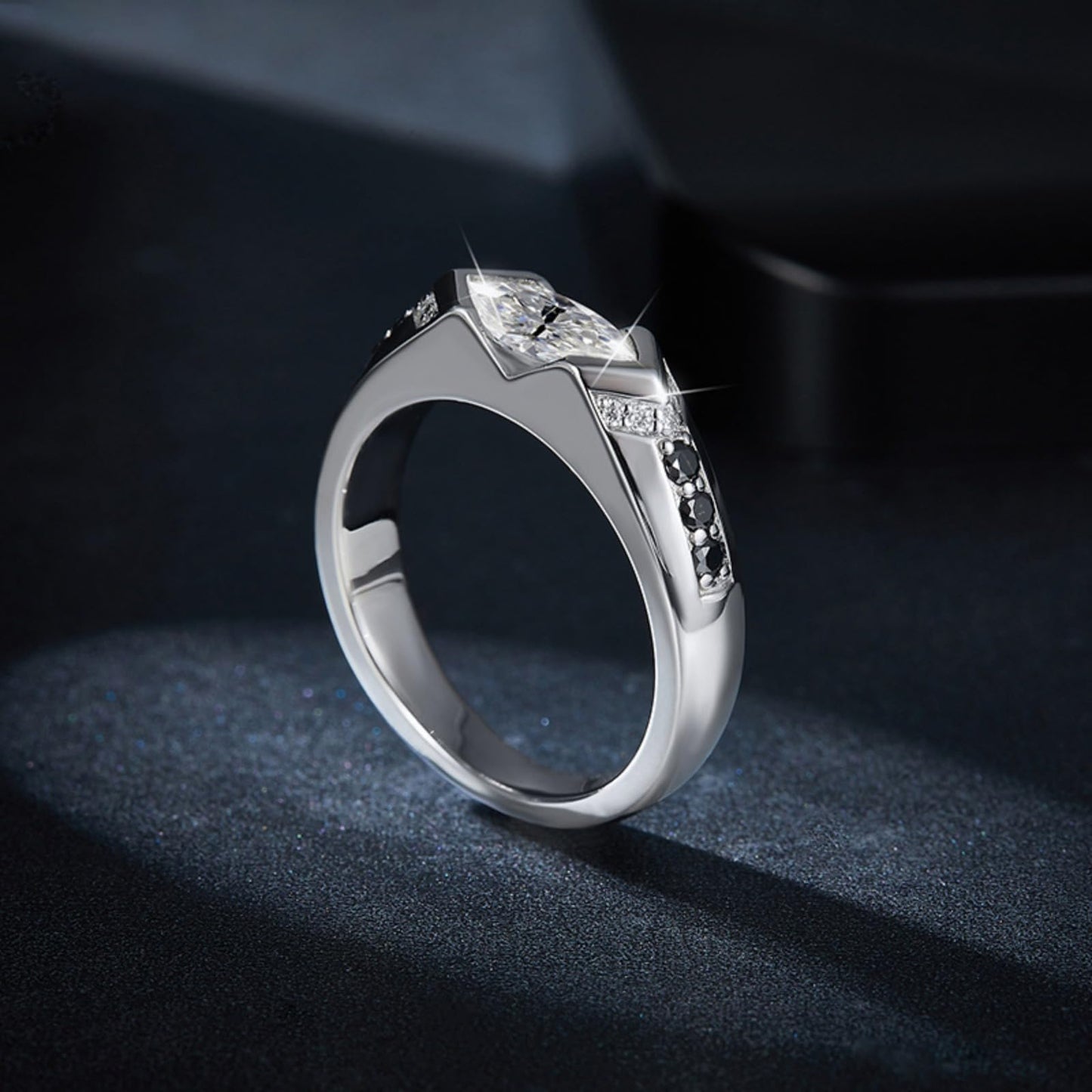 1 Carat Blue-Green Moissanite Rings,Lake Horus Water Marquise Moissanite product image