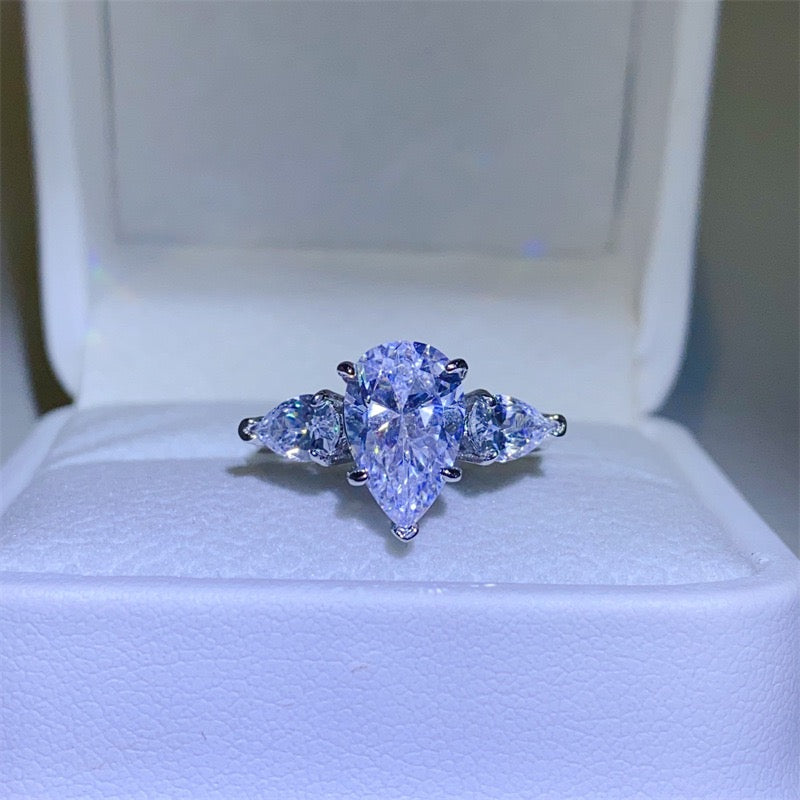 1/2/3ct White Teardrop Moissanite Promise Ring