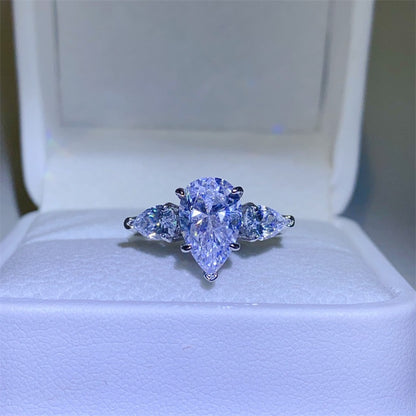 1/2/3ct White Teardrop Moissanite Promise Ring