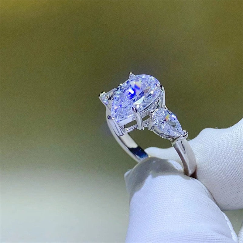1/2/3ct White Teardrop Moissanite Promise Ring