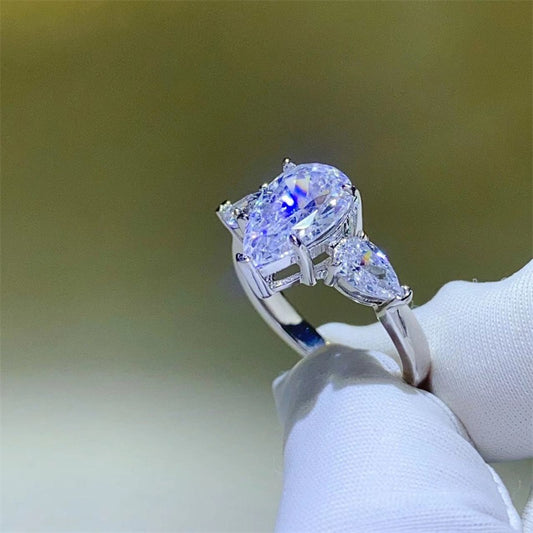1/2/3ct White Teardrop Moissanite Promise Ring
