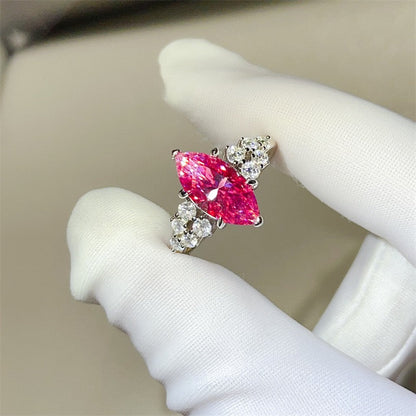 3CT Marquise Moissanite Anniversary Ring – Full Moissanite Side Stones