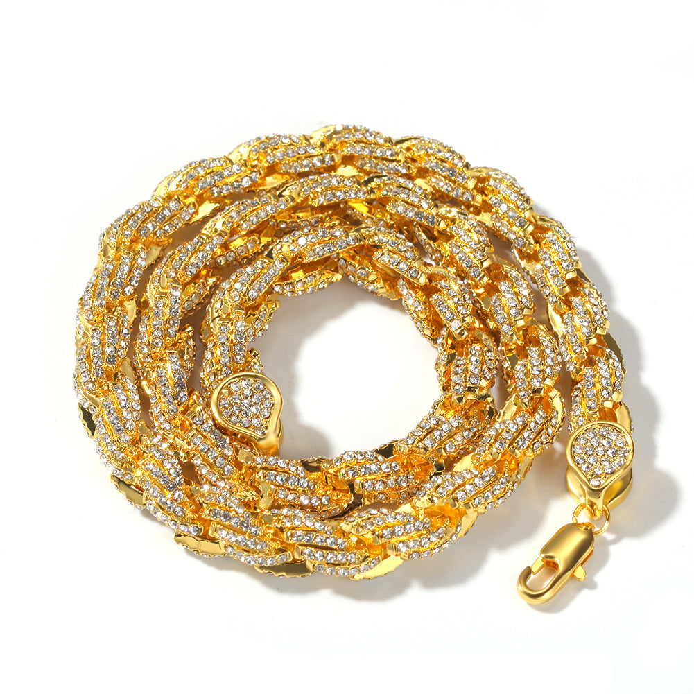 9mm Iced Out Twisted Rope Chain Necklace or Bracelet, Pendant-Compatible product image