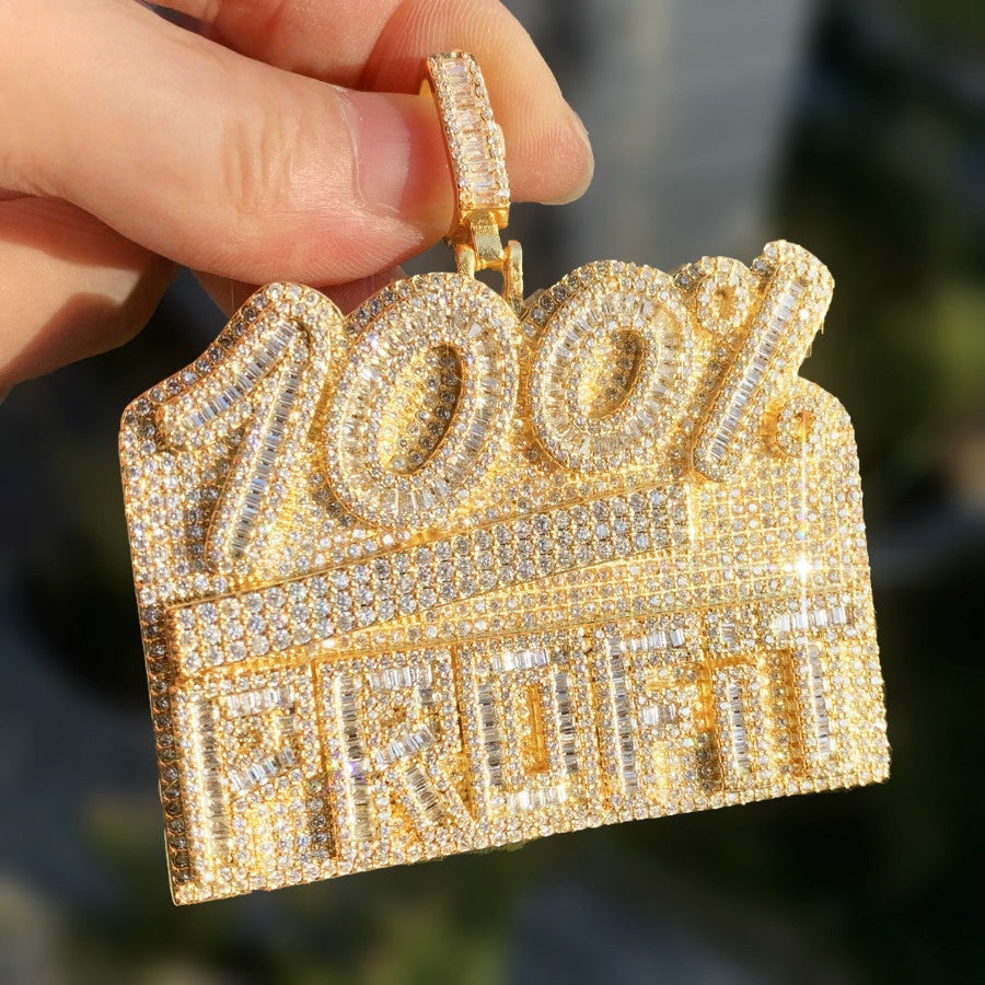 Iced Out 100% Letter Pendant Necklace product image