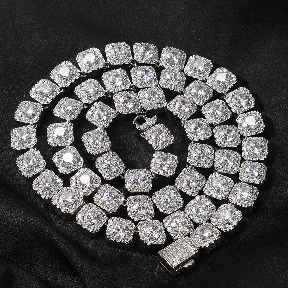 Iced Out Square Link Chain Necklace with Cubic Zirconia Pendant Style for Women & Men product image
