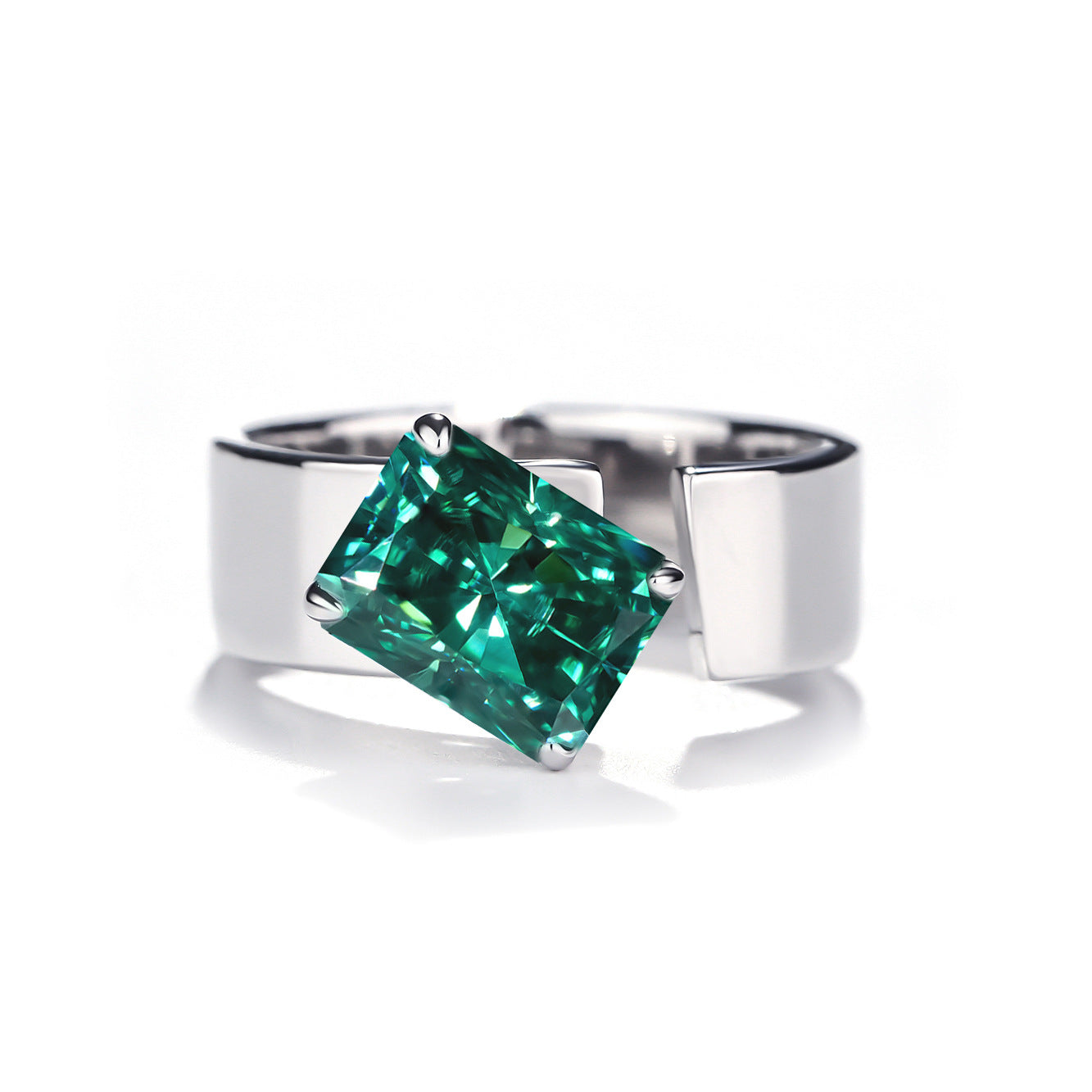 3 Carat Moissanite Ring, Open Adjustable S925 Silver Radiant-Cut Color Stone Ring, Women’s Promise Ring product image
