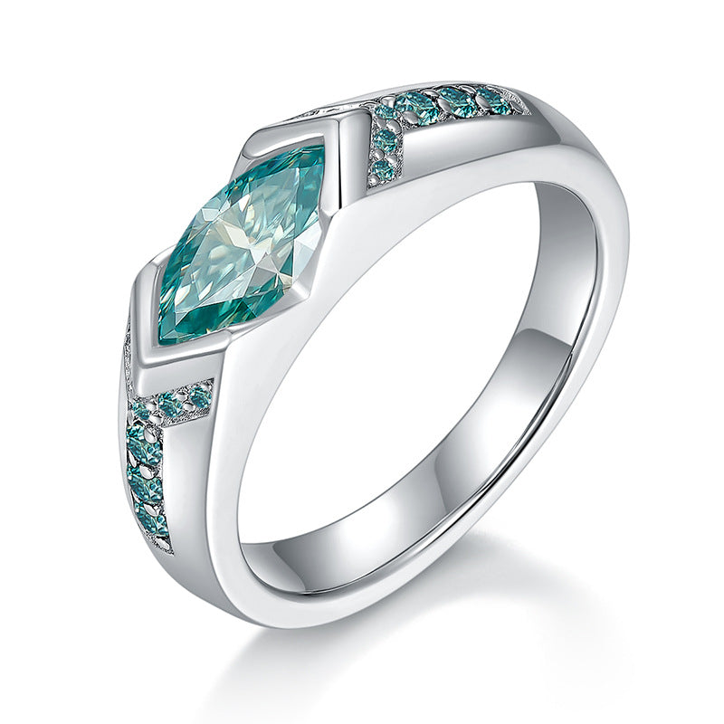 1 Carat Blue-Green Moissanite Rings,Lake Horus Water Marquise Moissanite product image