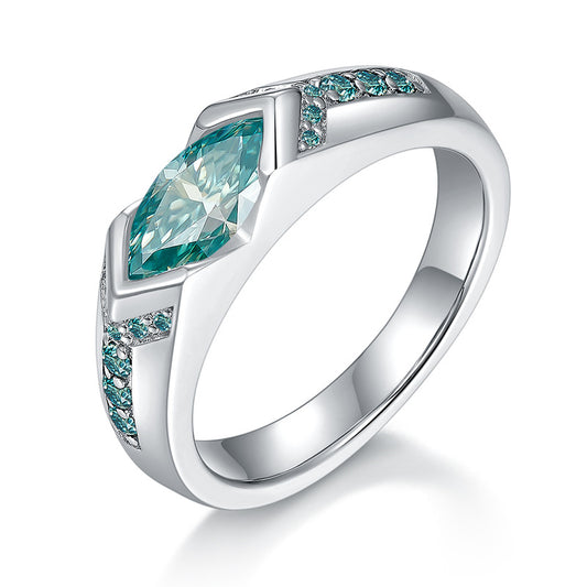 1 Carat Blue-Green Moissanite Rings,Lake Horus Water Marquise Moissanite product image