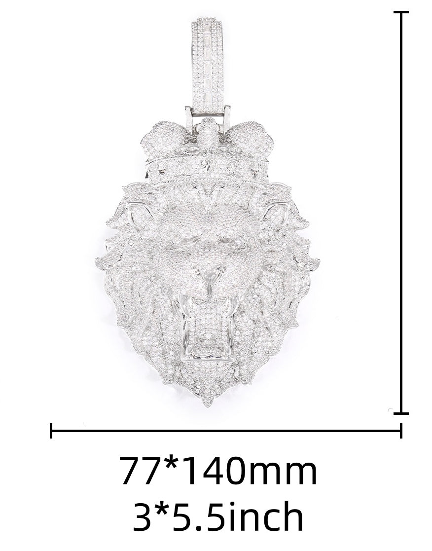 Iced Out Lion Head Pendant Necklace for Men - Hip Hop Cubic Zirconia Statement Chain product image