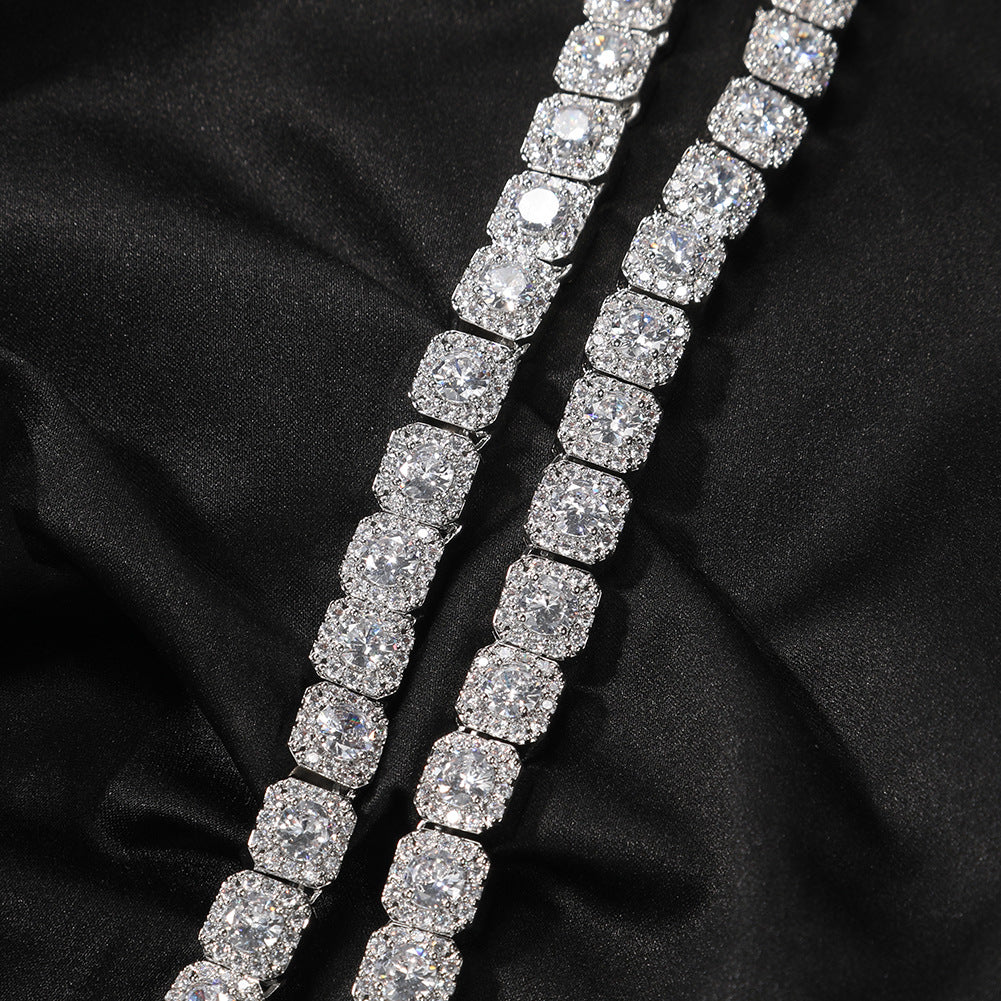 Iced Out Square Link Chain Necklace with Cubic Zirconia Pendant Style for Women & Men product image