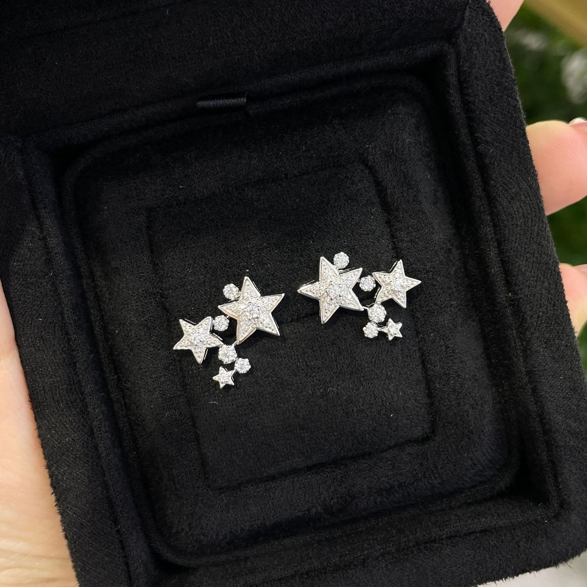 Star Stud Earrings for Women, Five-Point Pavé Sparkle Ear Studs, S925 Needle product image
