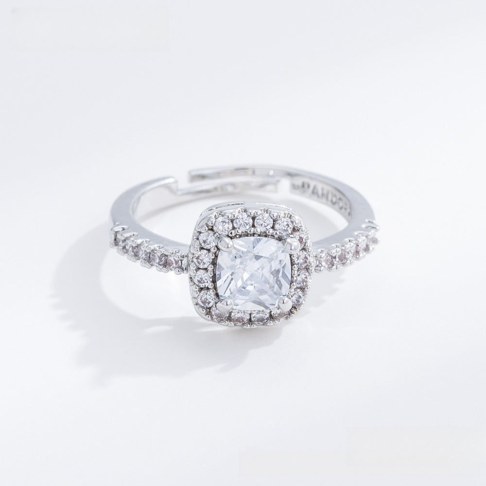 Elegant Cushion Halo Statement Ring for Women with Sparkly Luxe Finish