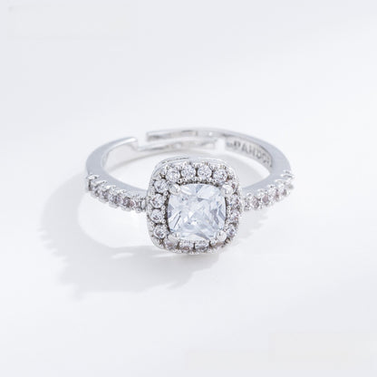Elegant Cushion Halo Statement Ring for Women with Sparkly Luxe Finish