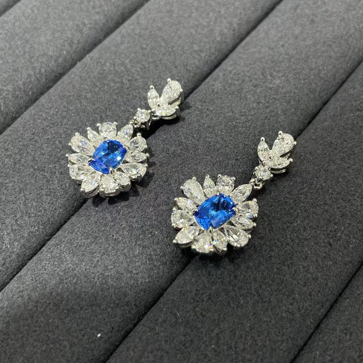 18K Gold-Plated Floral Drop Earrings with Colored Crystal Center product image