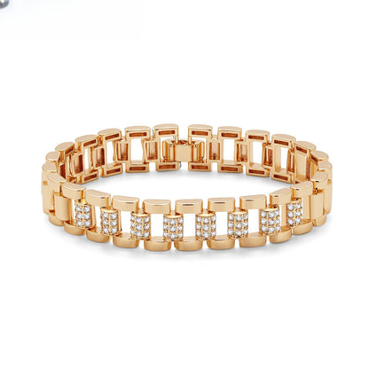 Geometric Link Crystal Bracelet for Women Trendy Luxe Statement Chain