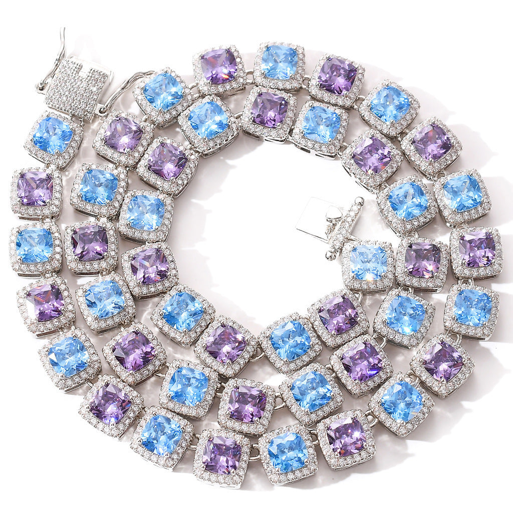 Hip Hop Light Luxury Square Iced Link Cubic Zirconia Necklace for Men