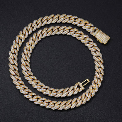 Iced Out Cuban Link Chain and Bracelet Set with Cubic Zirconia for Men and Women