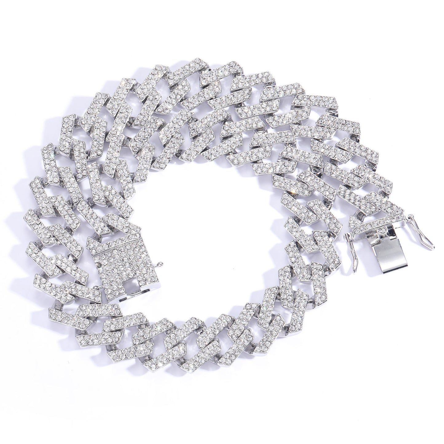 Hip Hop Diamond Shape Cuban Link Alloy Necklace for Men and Women